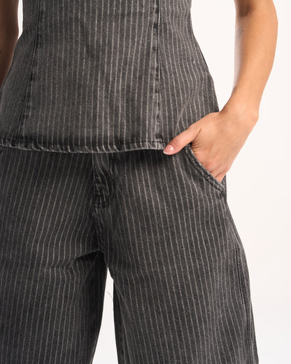DARK GREY STRIPED JORTS