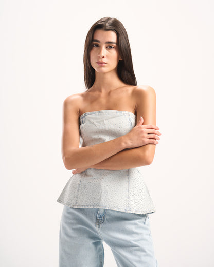 LIGHT BLUE BLING CORSET