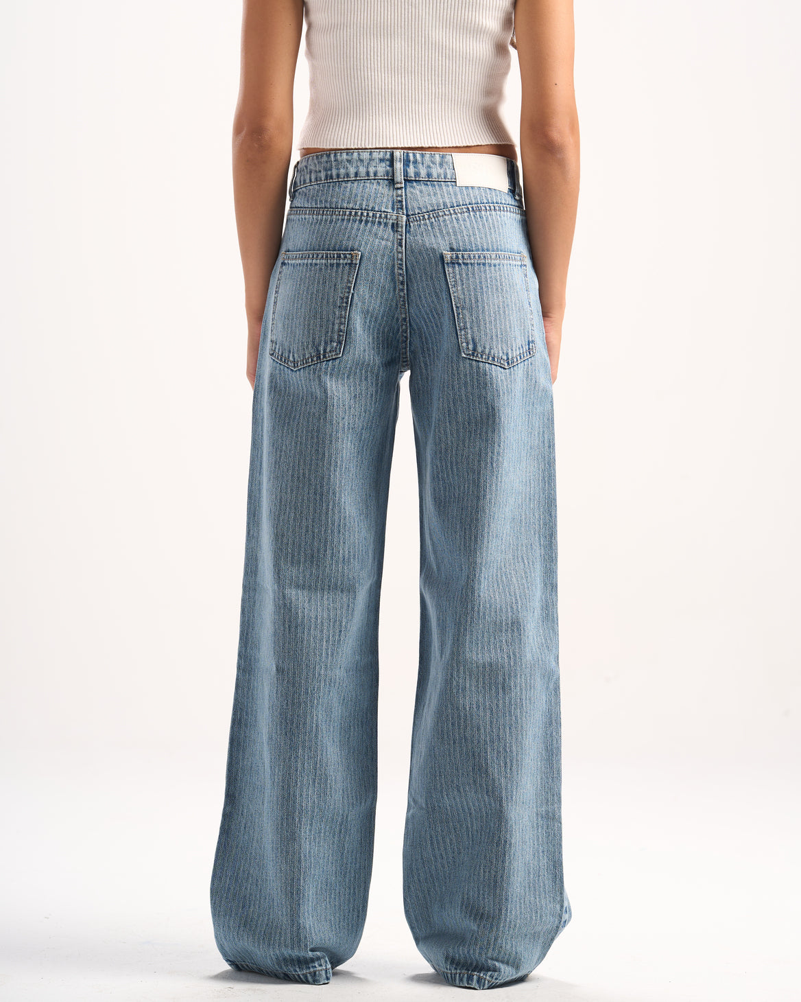 LIGHT BLUE STRIPED DENIM PANTS