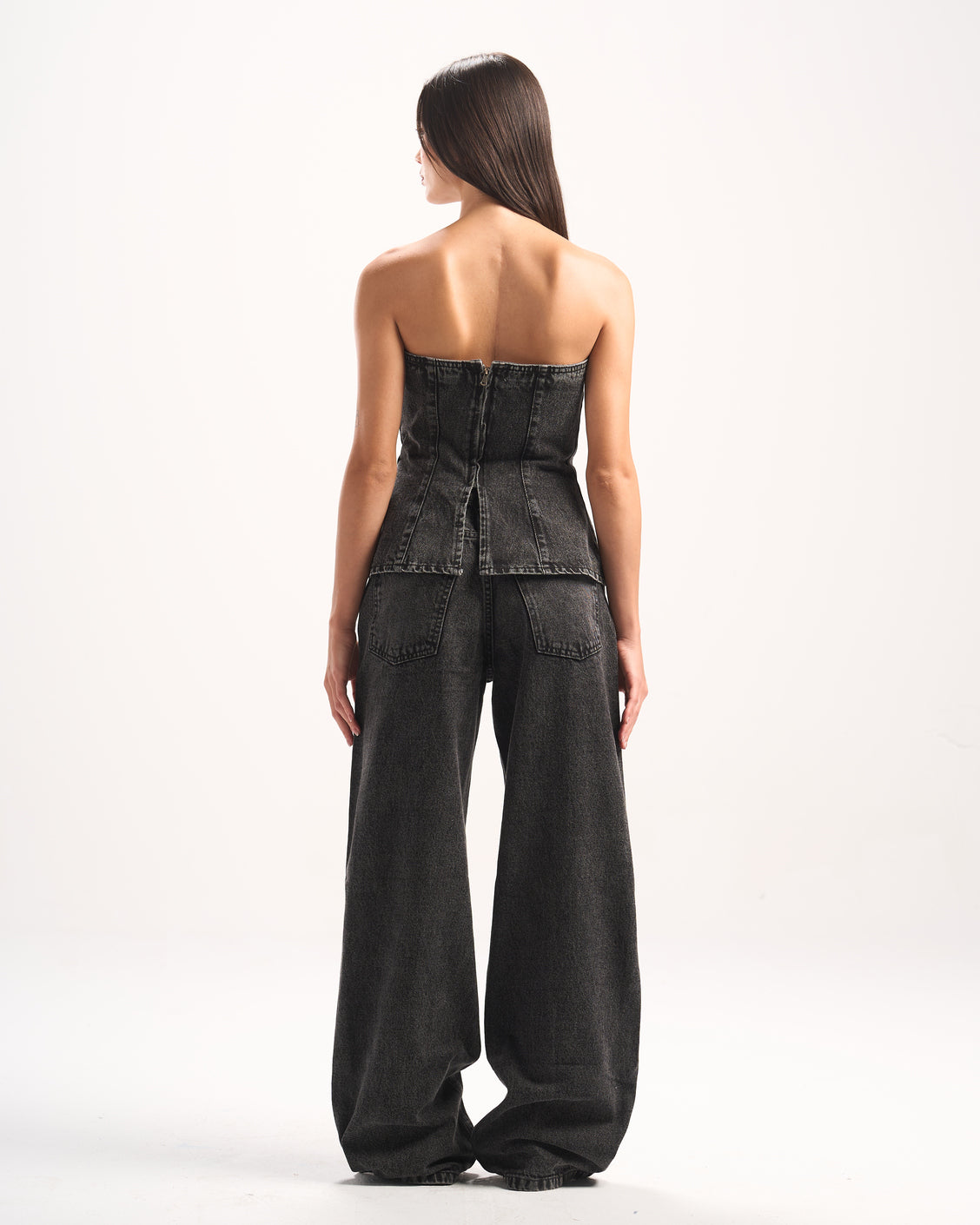 BLACK PLAIN DENIM CORSET