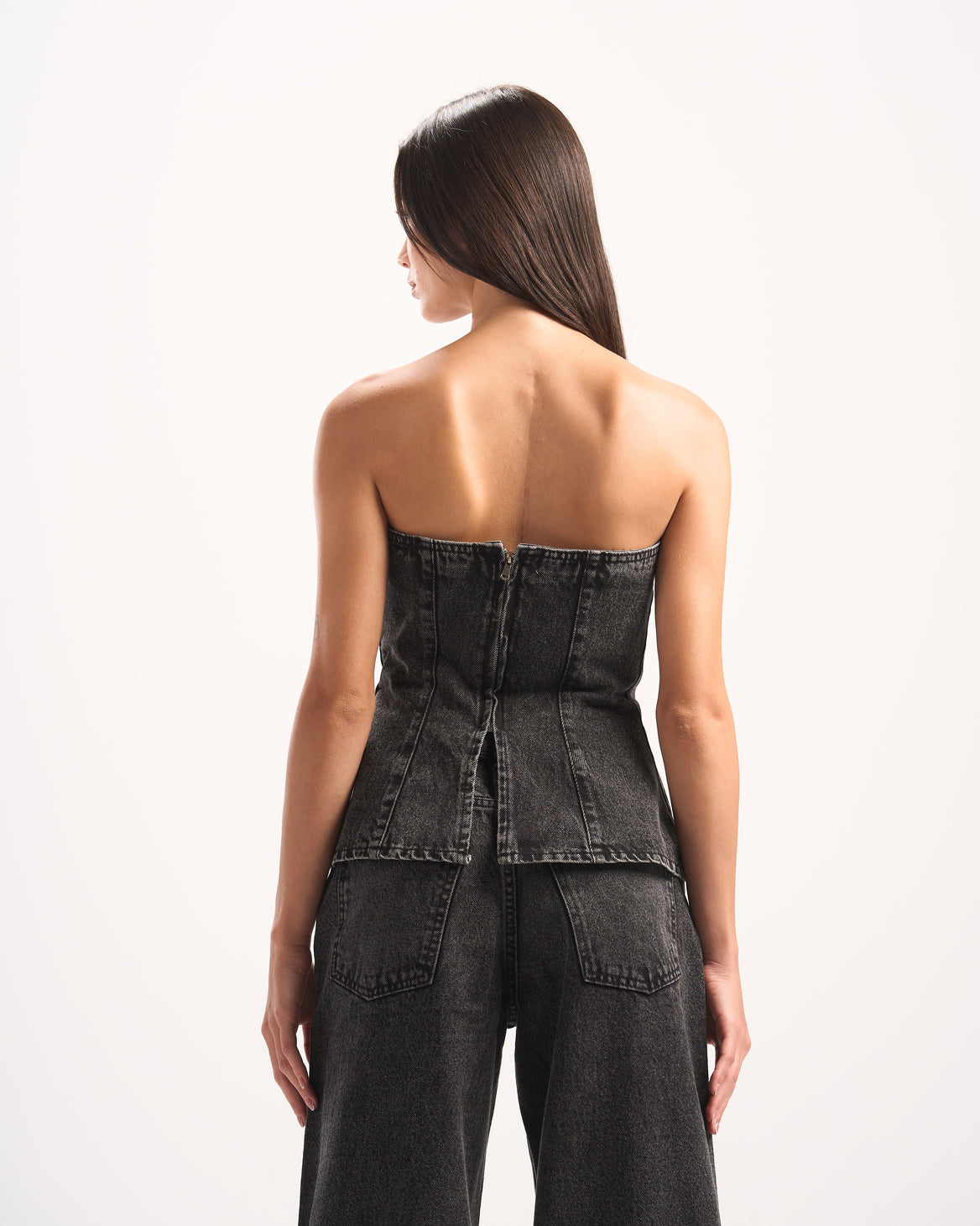BLACK PLAIN DENIM CORSET