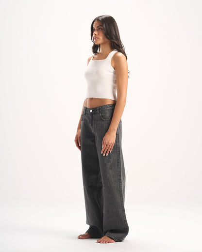 DARK GREY STRIPED DENIM PANTS