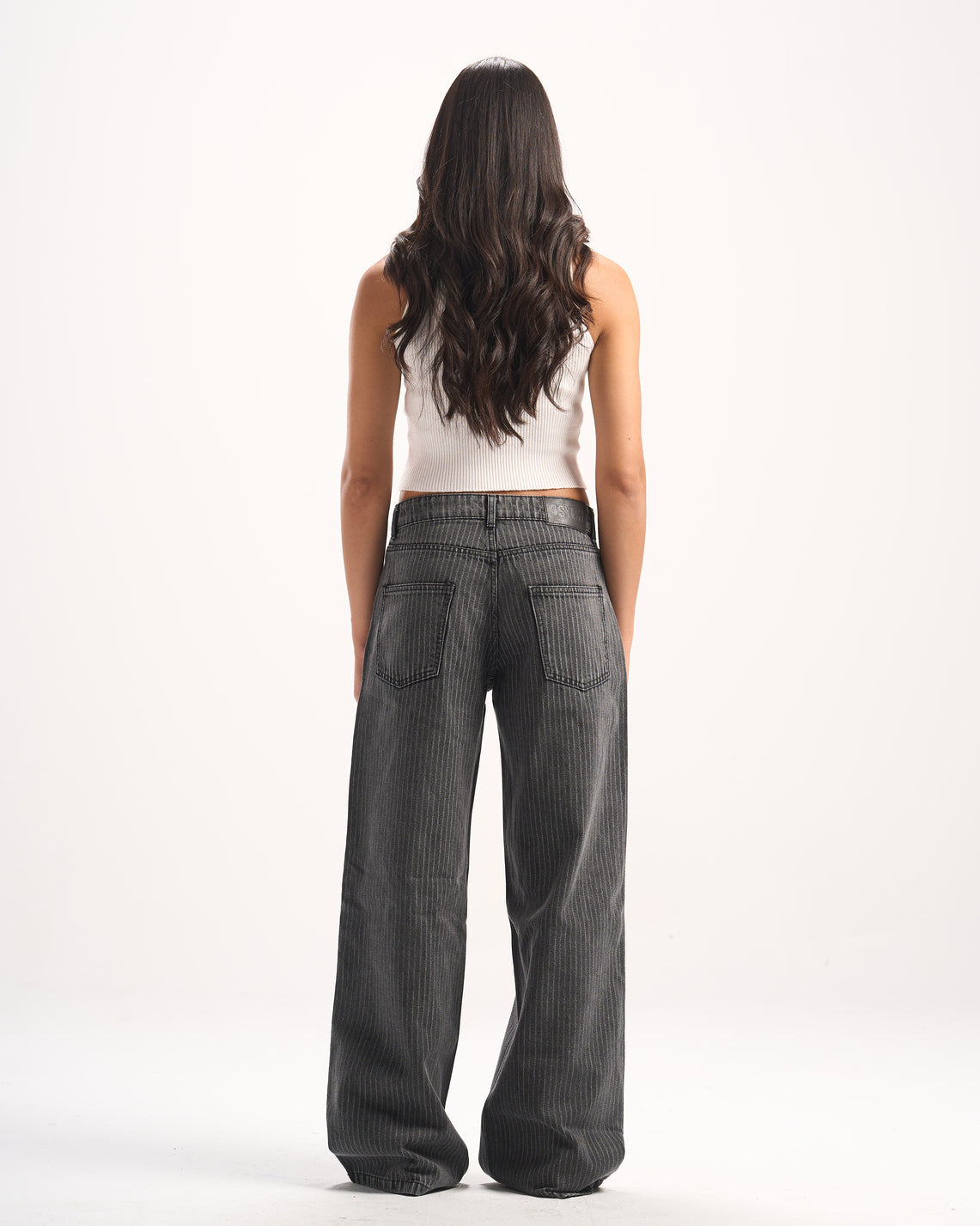 DARK GREY STRIPED DENIM PANTS
