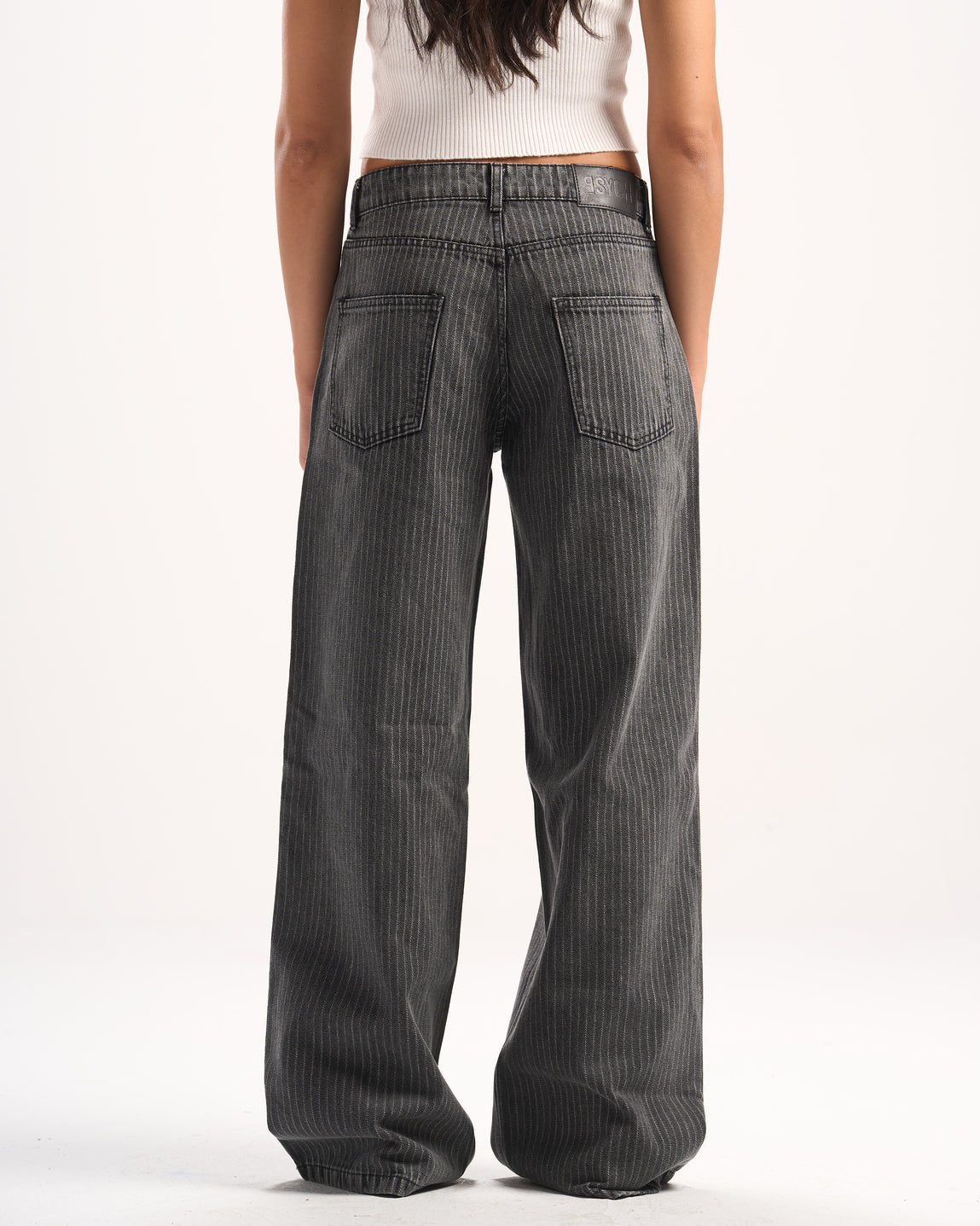 DARK GREY STRIPED DENIM PANTS