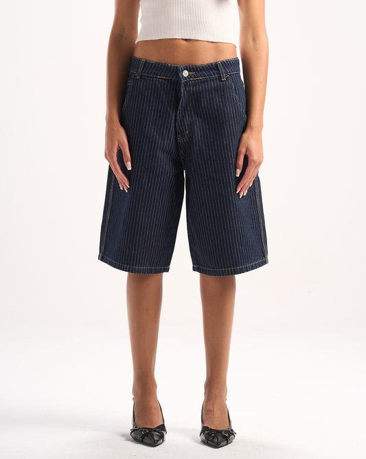 NAVY STRIPED JORTS