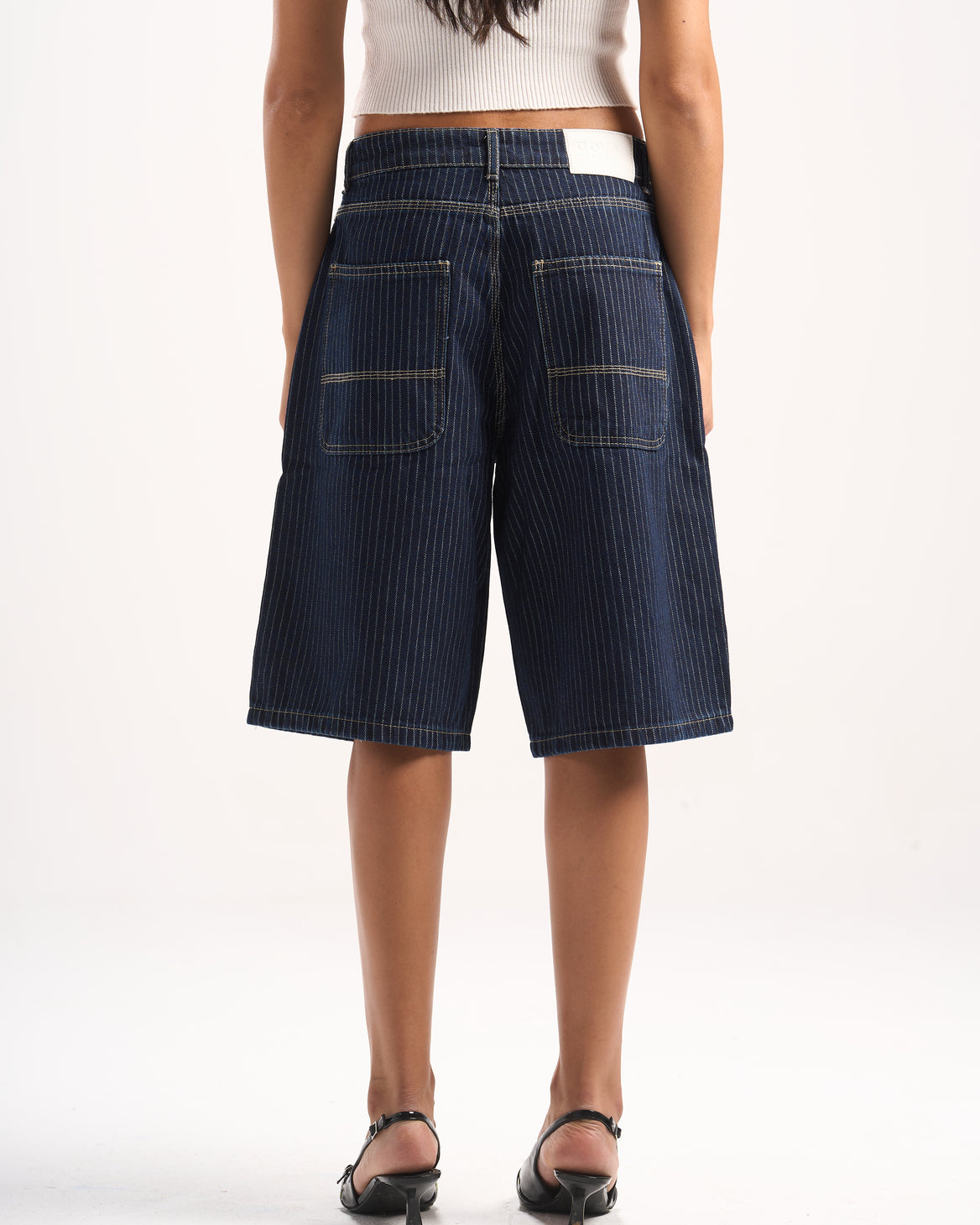 NAVY STRIPED JORTS