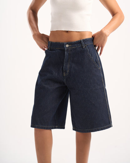 NAVY STRIPED JORTS