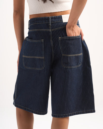 NAVY STRIPED JORTS