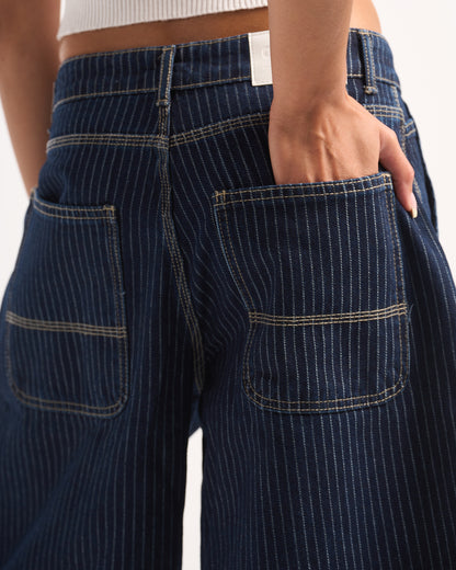 NAVY STRIPED JORTS