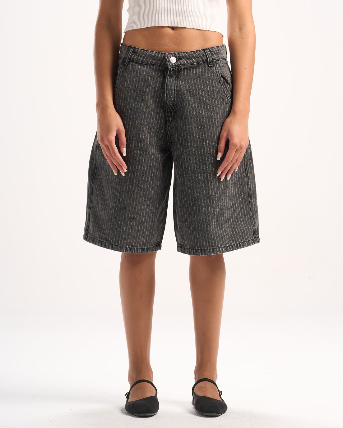 DARK GREY STRIPED JORTS