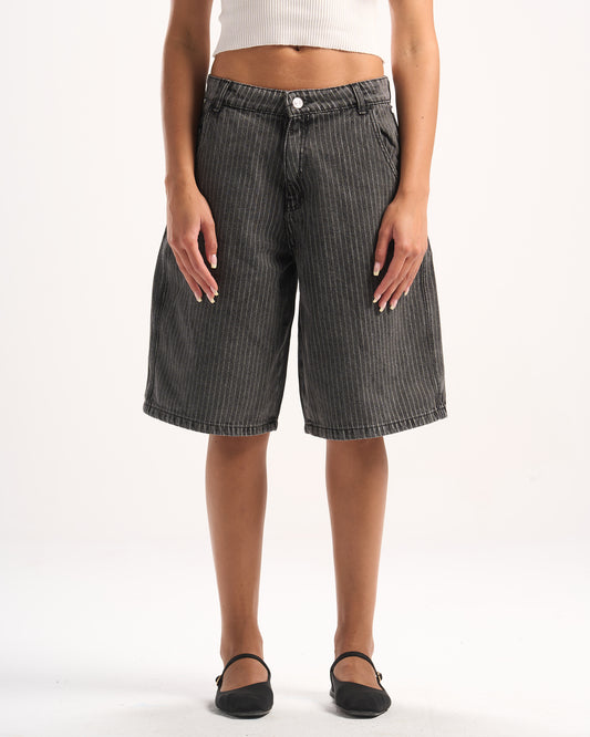 DARK GREY STRIPED JORTS