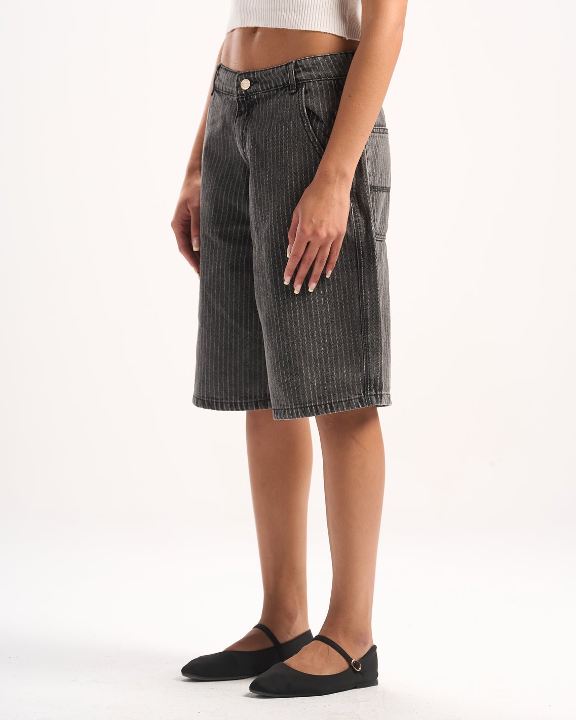 DARK GREY STRIPED JORTS