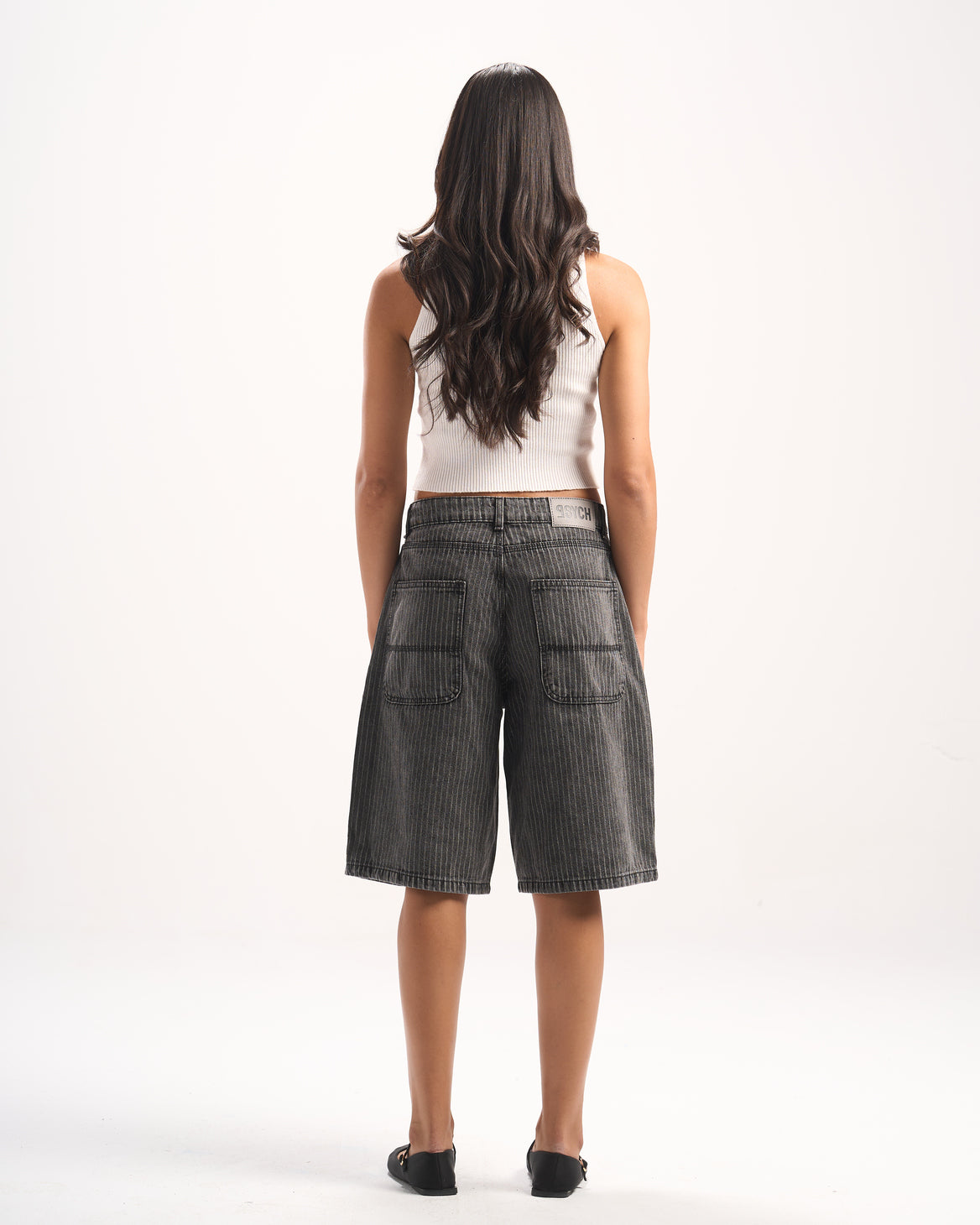 DARK GREY STRIPED JORTS