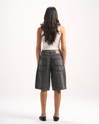 DARK GREY STRIPED JORTS
