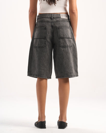 DARK GREY STRIPED JORTS