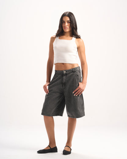 DARK GREY STRIPED JORTS