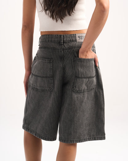DARK GREY STRIPED JORTS
