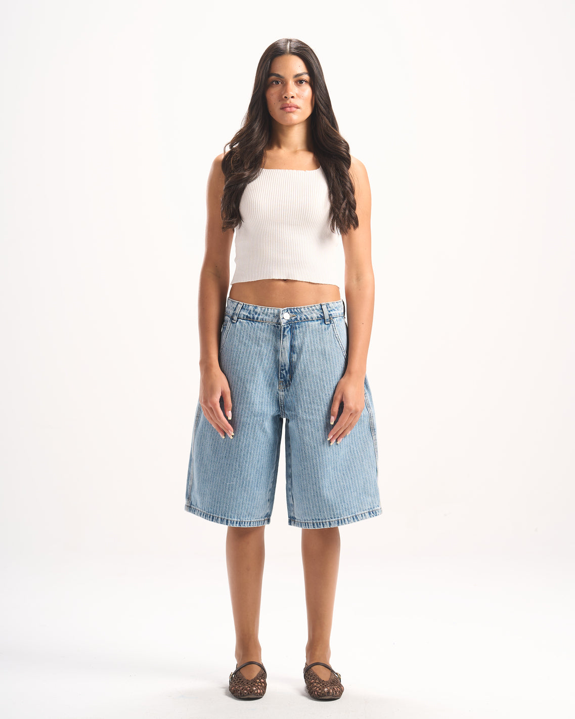 LIGHT BLUE STRIPED JORTS