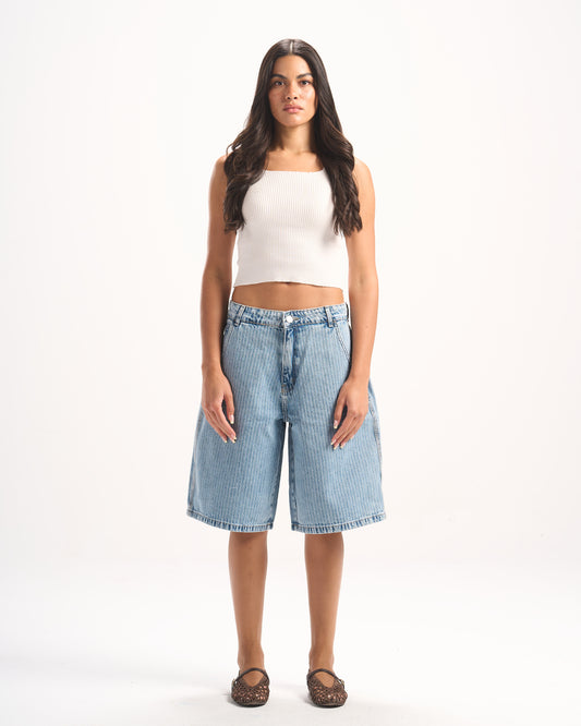 LIGHT BLUE STRIPED JORTS