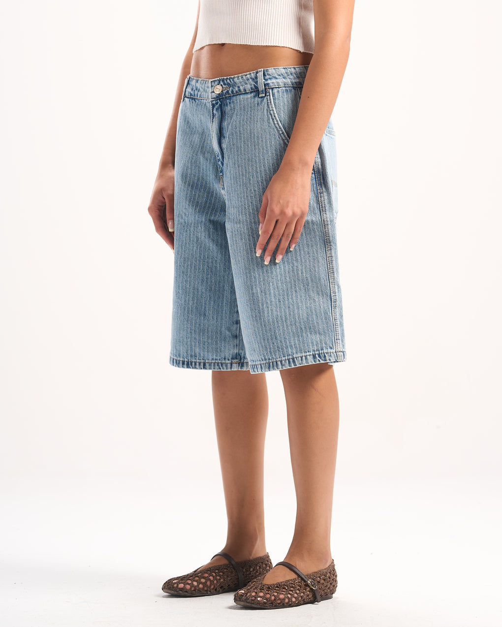 LIGHT BLUE STRIPED JORTS
