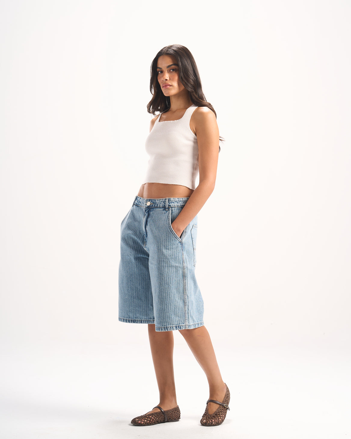 LIGHT BLUE STRIPED JORTS
