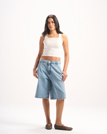 LIGHT BLUE STRIPED JORTS