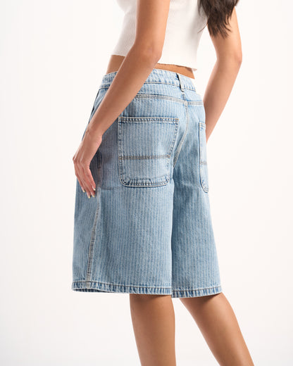 LIGHT BLUE STRIPED JORTS