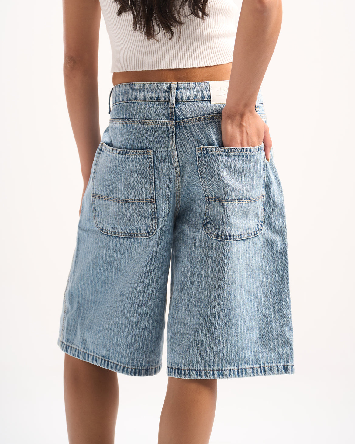LIGHT BLUE STRIPED JORTS