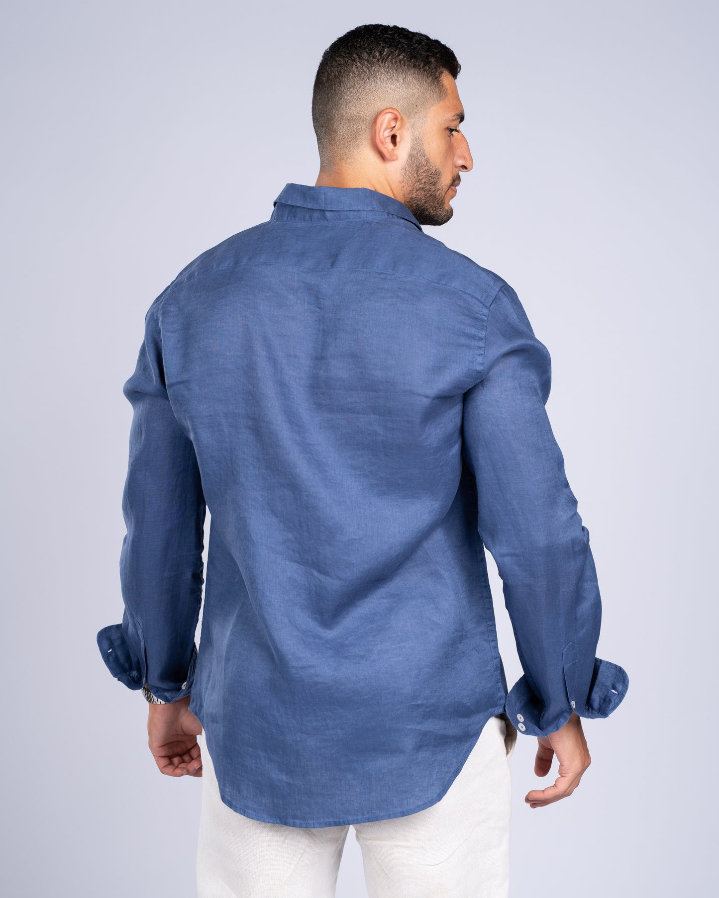 Navy Blue Linen Shirt